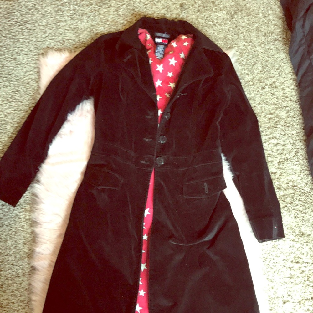 Velvet Tommy Jean long black coat!